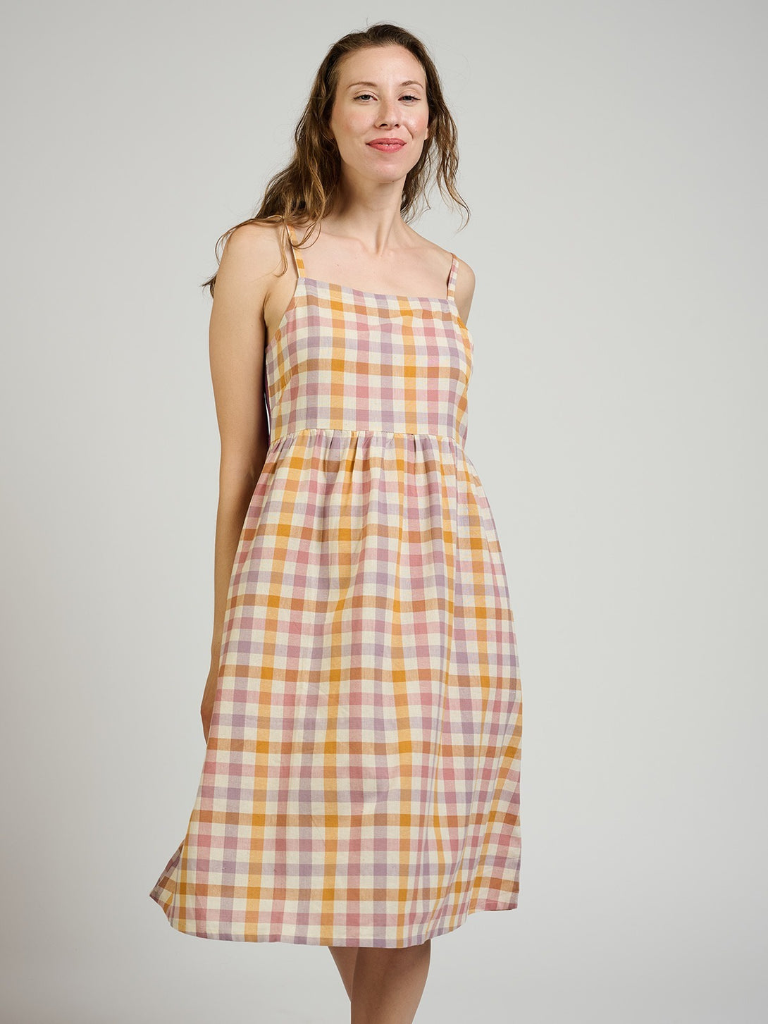 Ivy Midi Dress Pastel Plaid - Fair Trade Dresses | Mata Traders Ivy Midi Dress Pastel Plaid - Fair Trade Dresses | Mata Traders