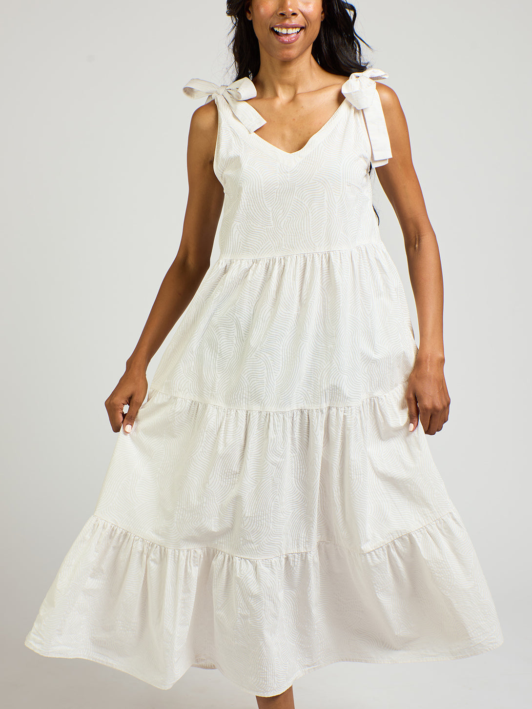 Lorelei Dress White Waves - Fair Trade Dresses | Mata Traders White Waves / L Lorelei Dress White Waves - Fair Trade Dresses | Mata Traders White Waves / L