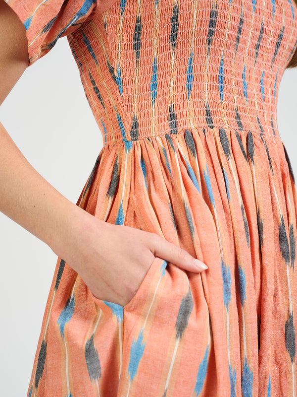 Teddy Dress - Peach Ikat