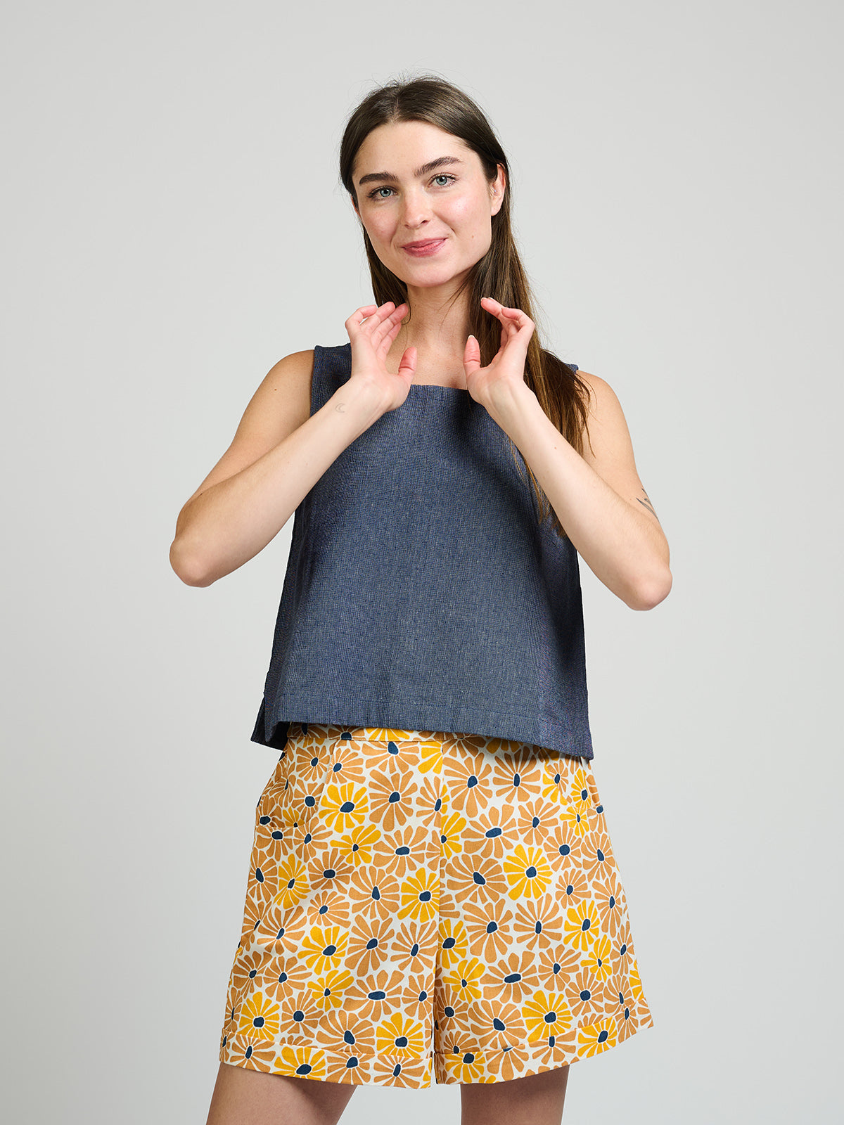 Serena Short Yellow Sunny Floral - Fair Trade Clothing | Mata Traders