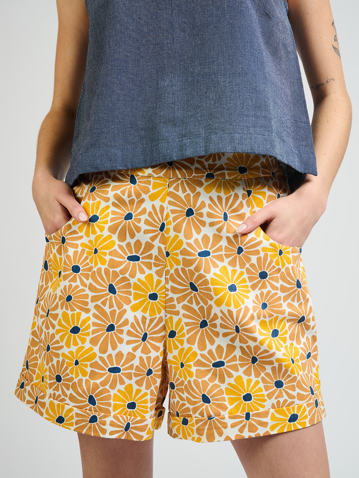 Serena Short Yellow Sunny Floral - Fair Trade Clothing | Mata Traders