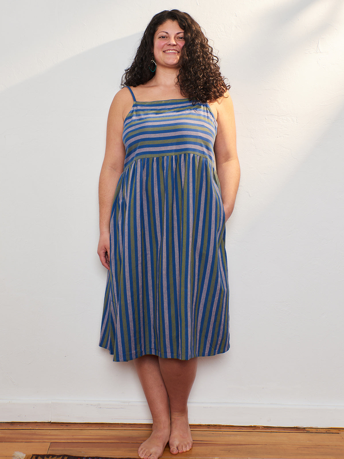 Ivy Midi Dress Lavender Stripe - Fair Trade Dresses | Mata Traders