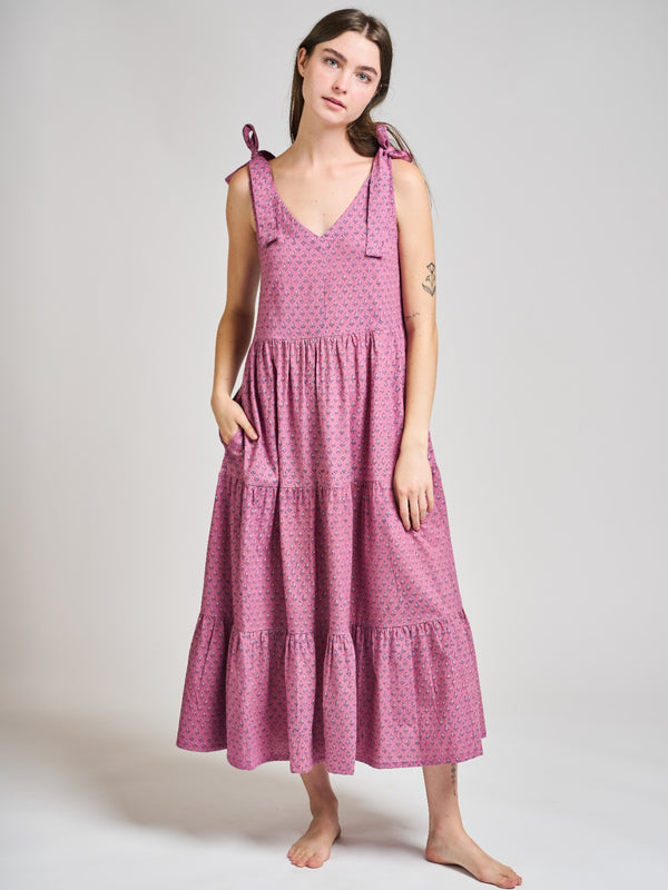 Lorelei Tiered Dress - Purple Buds