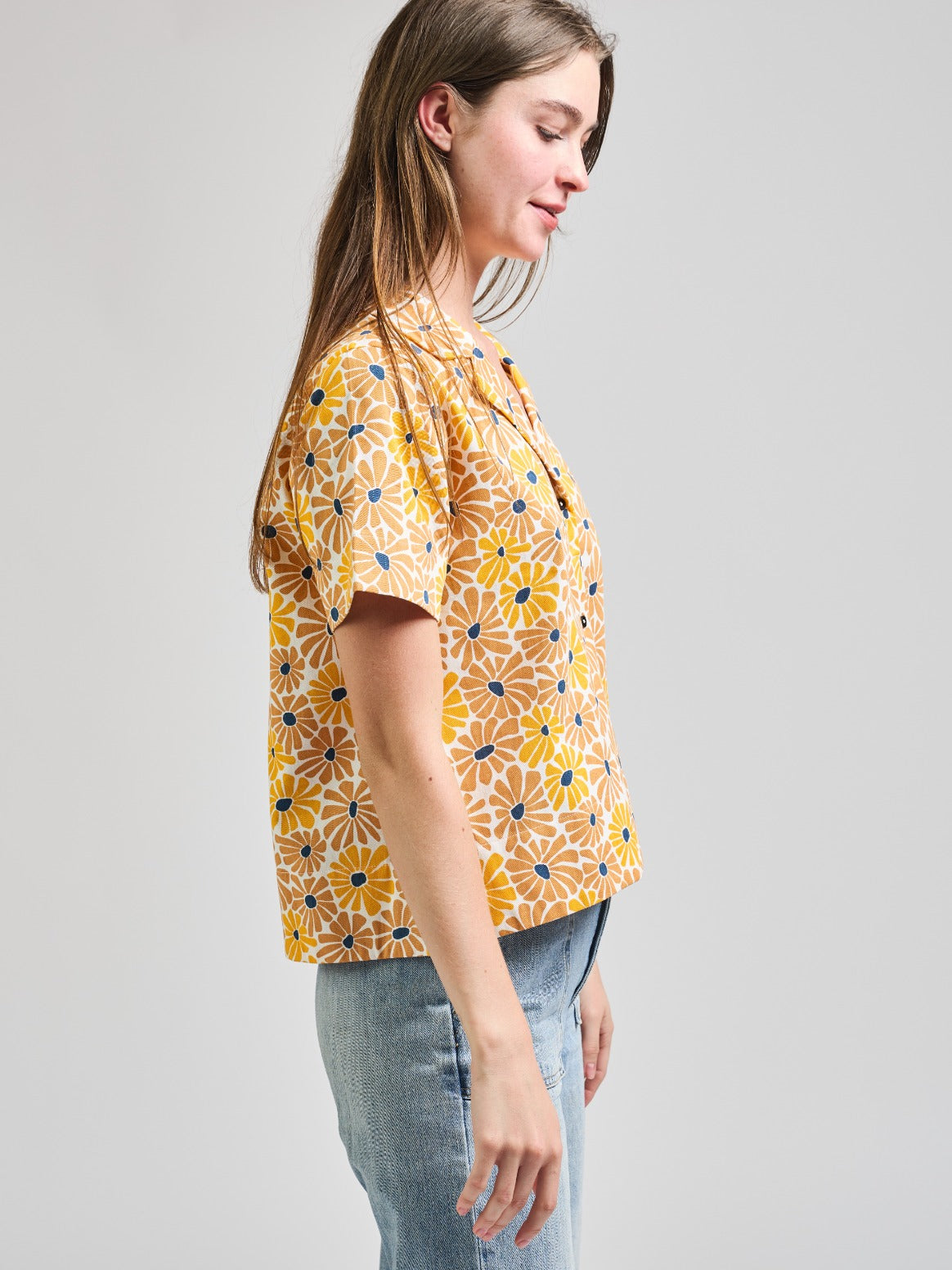 Yellow Camp Shirt Sunny Floral - Fair Trade Clothing | Mata Traders