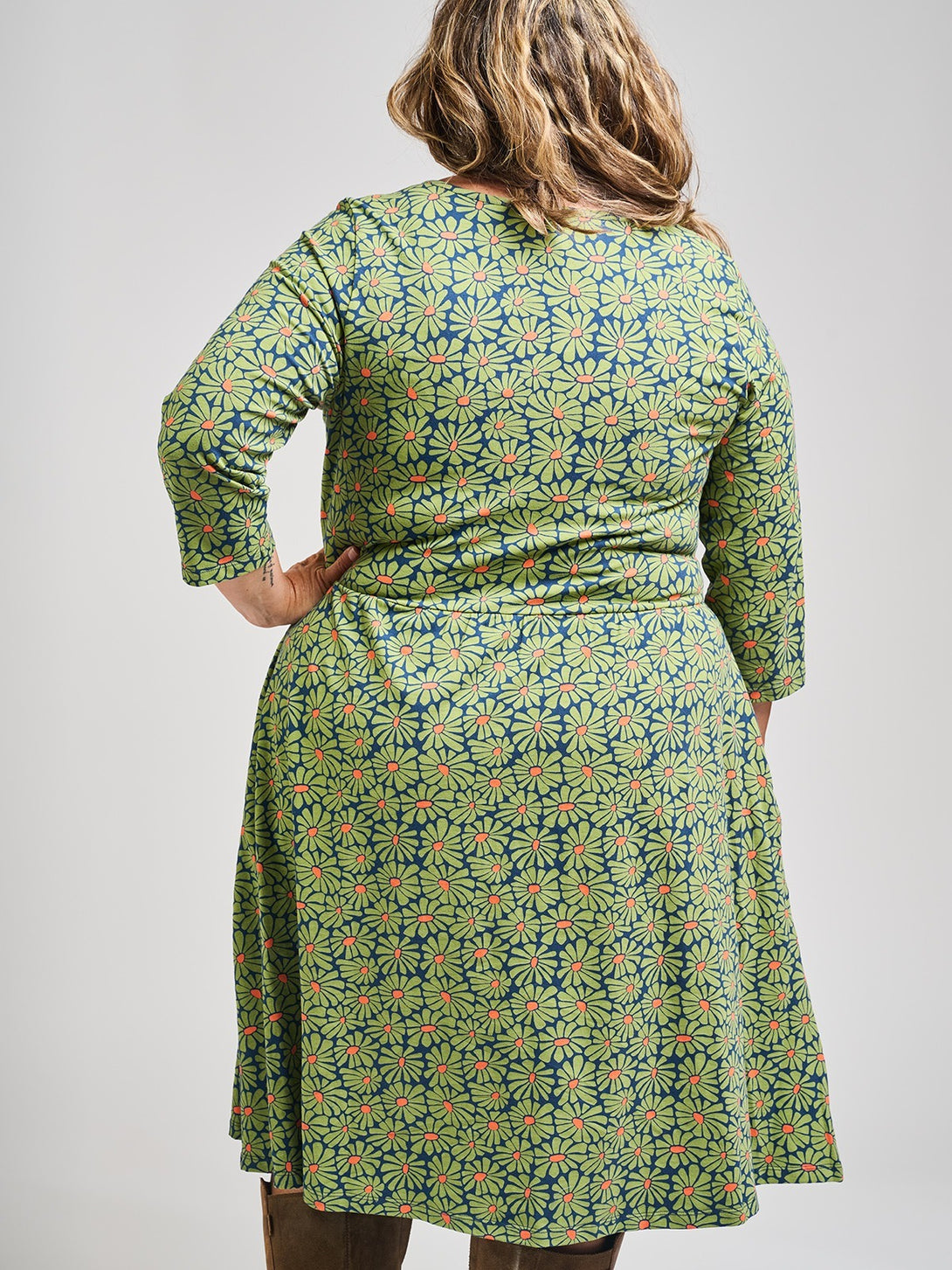 Callie Green Floral Long Sleeve Plus Size Wrap Dress - Fair Trade Dresses | Mata Traders Olive Floral / 1X Callie Green Floral Long Sleeve Plus Size Wrap Dress - Fair Trade Dresses | Mata Traders Olive Floral / 1X