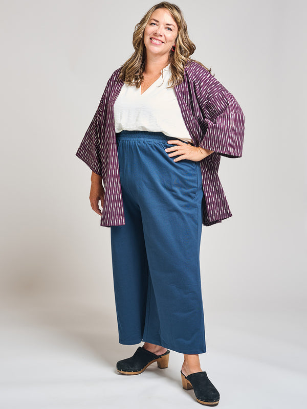 Relaxed Plus Size Jacket - Plum Ikat