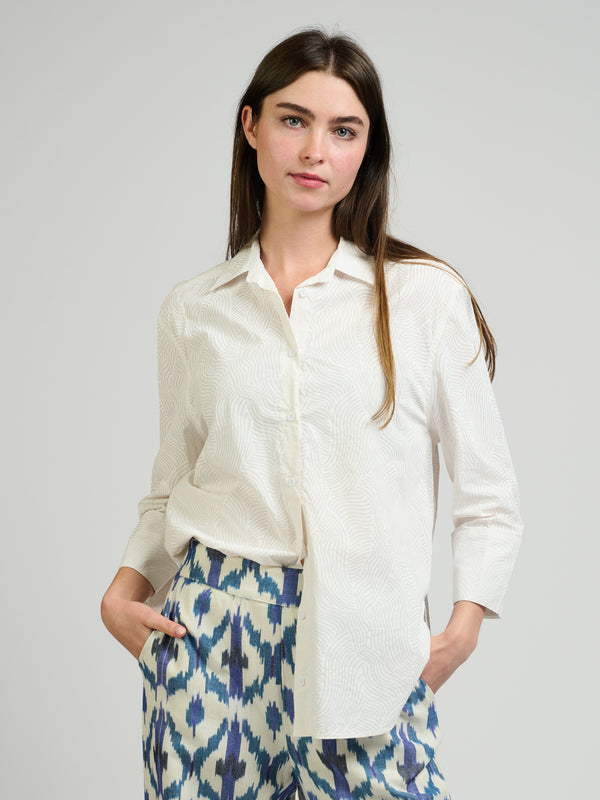 Mae Oversized Shirt - White Waves