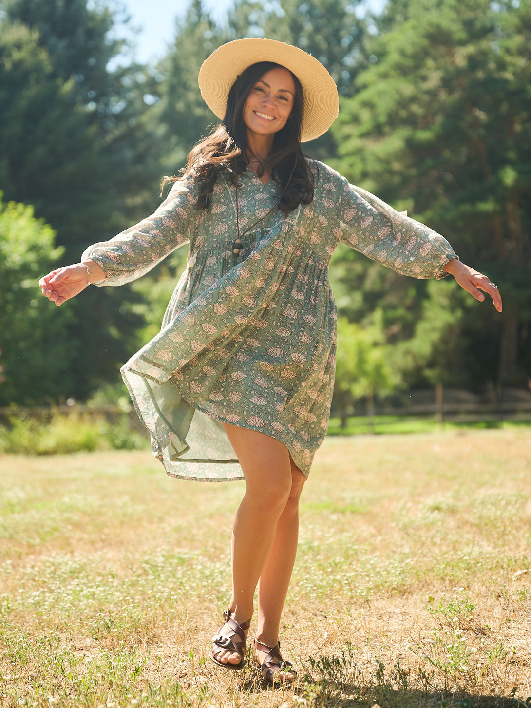 Sohla Mini Dress Aegean Teal Floral - Fair Trade Dresses | Mata Traders Aegean Teal Floral / XL Sohla Mini Dress Aegean Teal Floral - Fair Trade Dresses | Mata Traders Aegean Teal Floral / XL