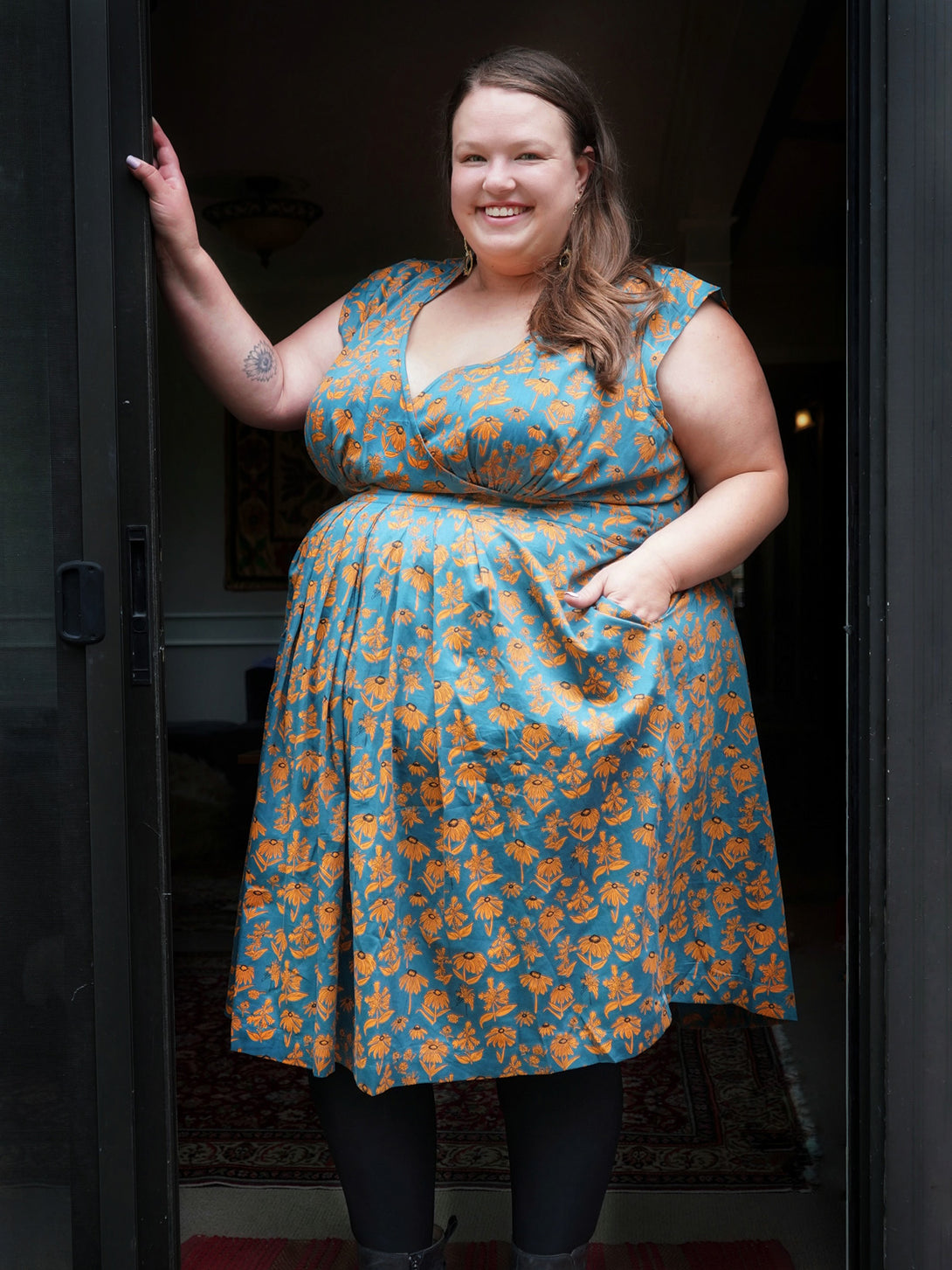 Lucille Plus Size Dress Teal Floral - Fair Trade Dresses | Mata Traders Lucille Plus Size Dress Teal Floral - Fair Trade Dresses | Mata Traders