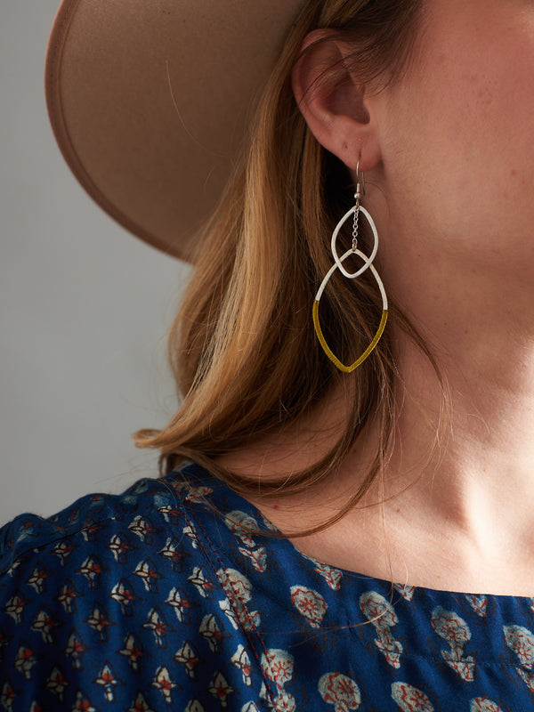 Threaded Leaf Earrings Chartreuse