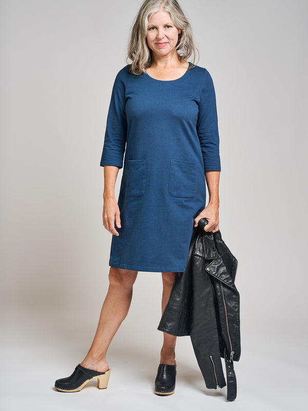 Sylvan Shift Dress - Loop Knit Blue