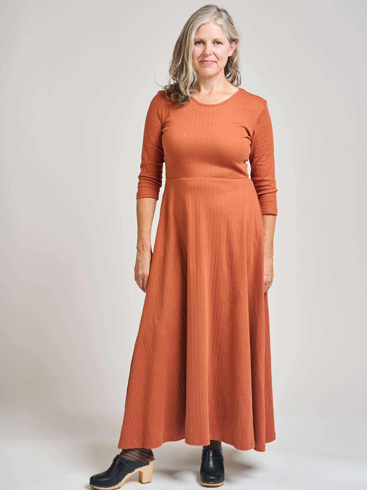 Mumbai Maxi Dress Sandstone Rib Knit - Fair Trade Dresses | Mata
