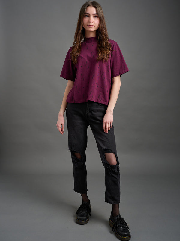 Eve Top - Diamond Vine Dark Purple