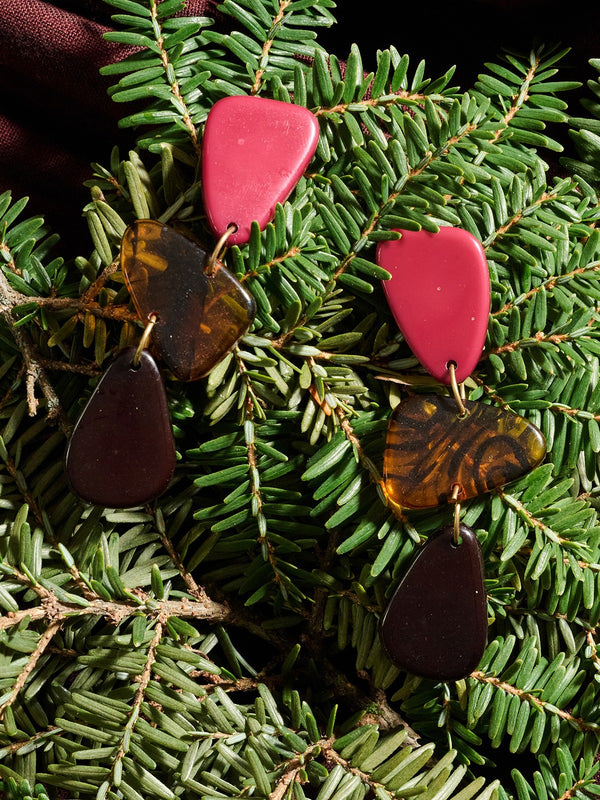 Louisa Resin Earrings - Mulberry