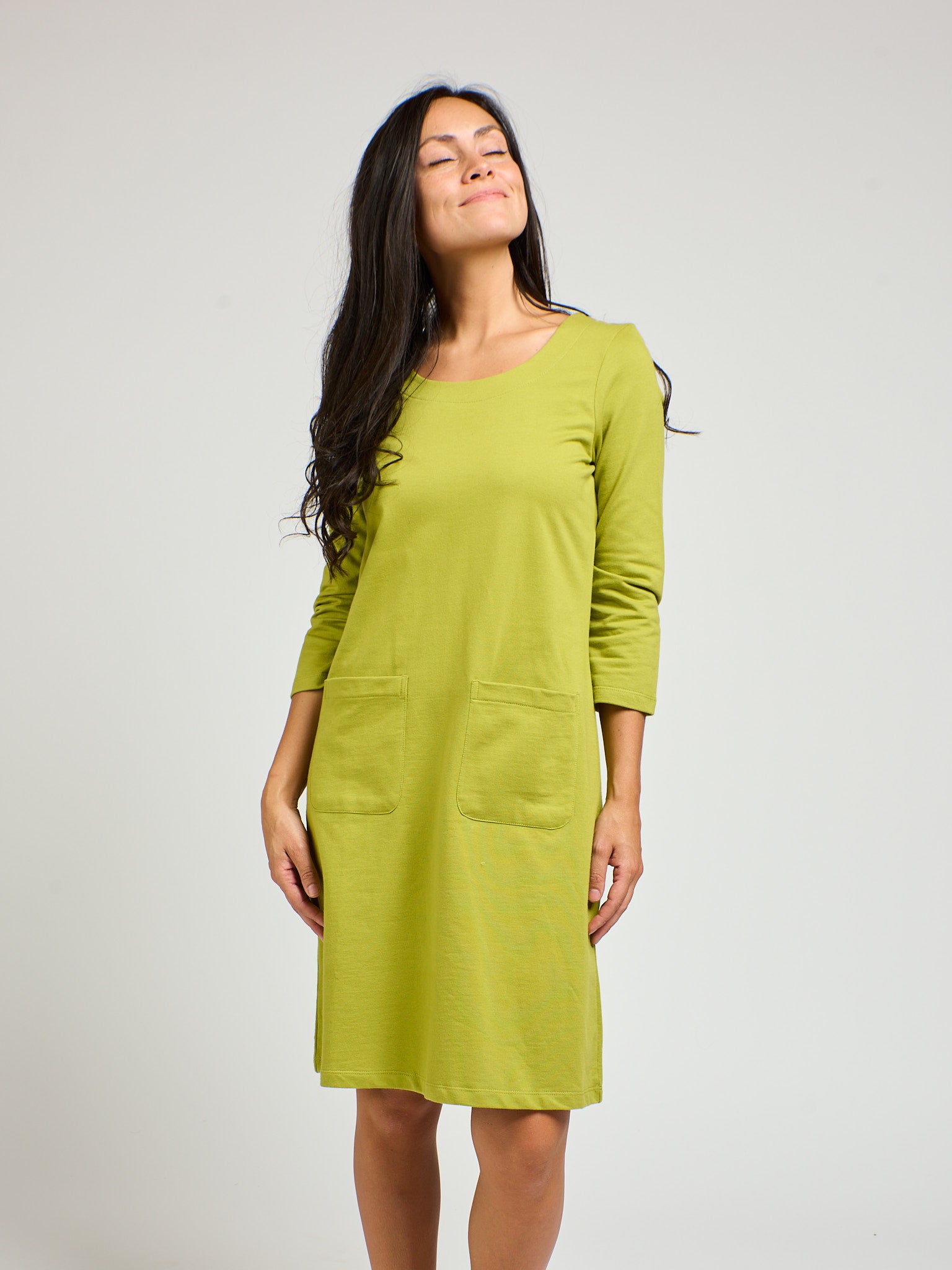 Sylvan Shift Dress Loop Knit Moss - Fair Trade Dresses | Mata Traders Sylvan Shift Dress Loop Knit Moss - Fair Trade Dresses | Mata Traders