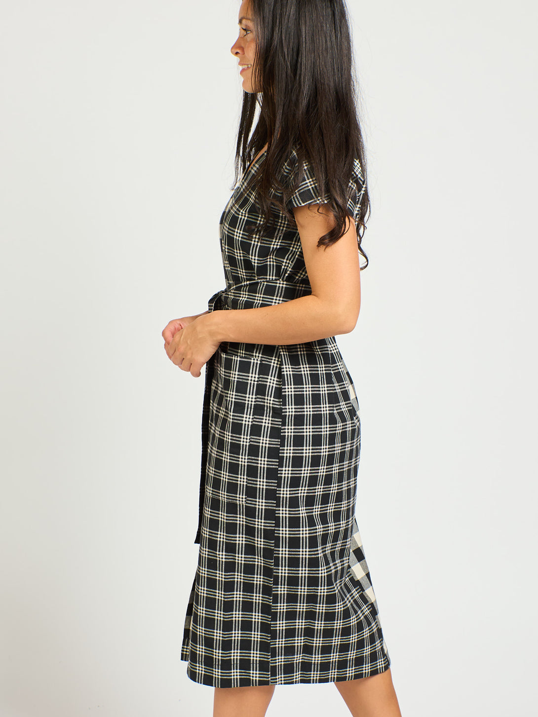 Padma Pocket Black White Checkered Dress - Fair Trade Dresses | Mata Traders Padma Pocket Black White Checkered Dress - Fair Trade Dresses | Mata Traders