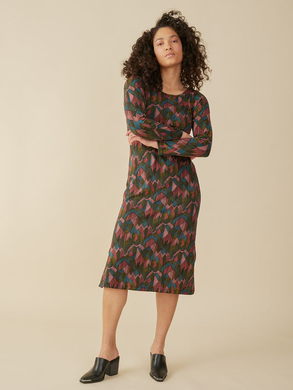 Nova Long Sleeve T-Shirt Midi Dress on model - Mata Traders