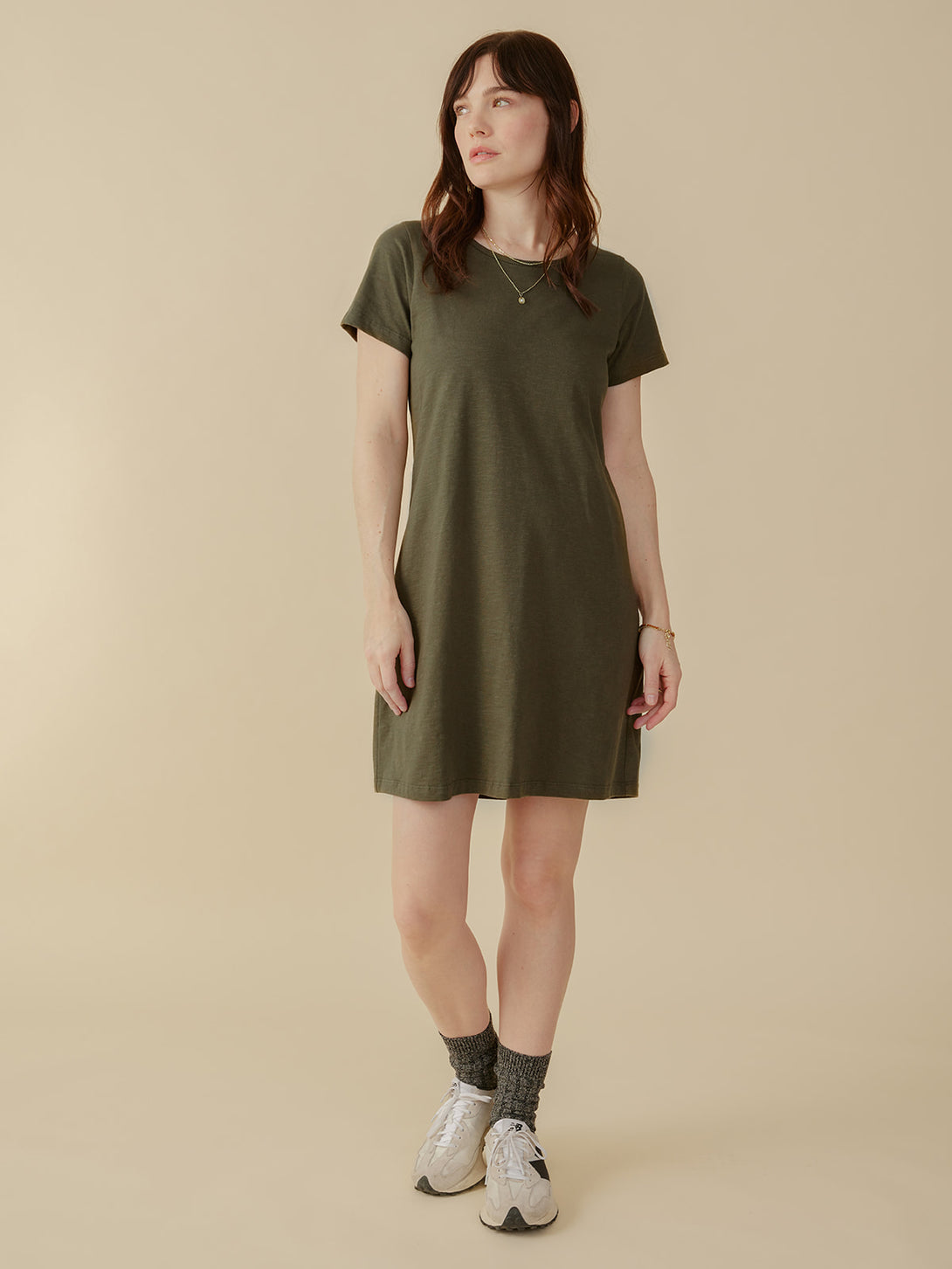 Women's Hudson T-Shirt Dress Olive Green | Fair Trade | Mata Traders Olive / S Women's Hudson T-Shirt Dress Olive Green | Fair Trade | Mata Traders Olive / S