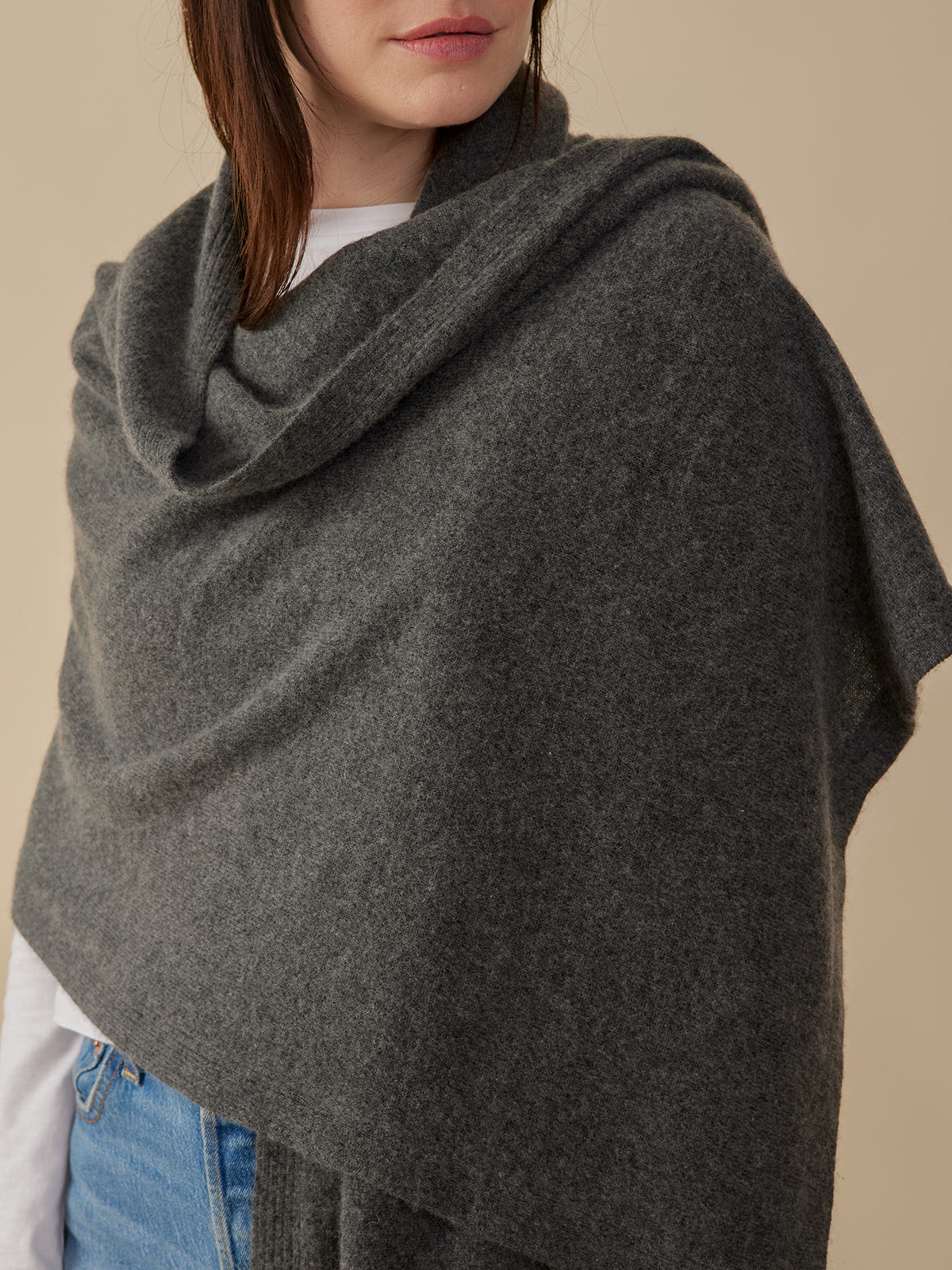 Women's Meryl Wrap Charcoal Cashmere | Fair Trade | Mata Traders