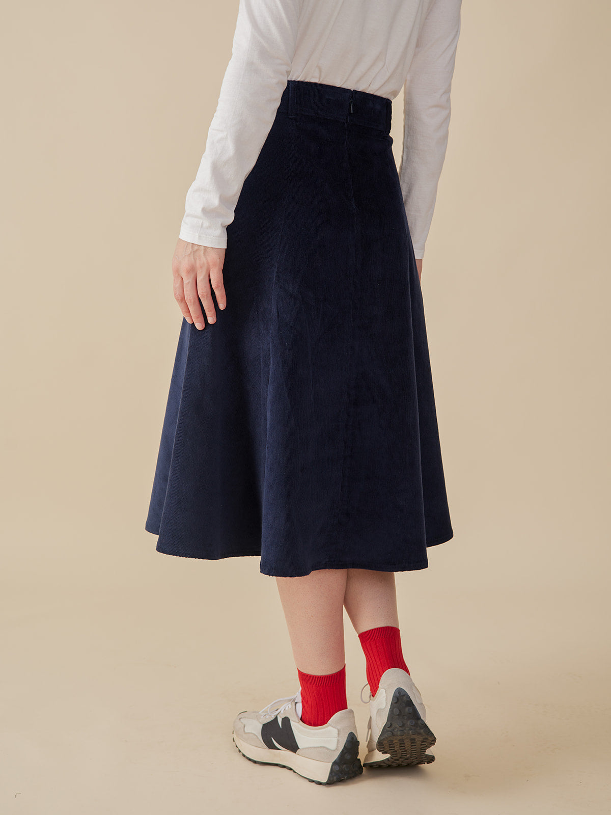 Emma Corduroy A-Line Skirt Navy Blue | Fair Trade | Mata Traders
