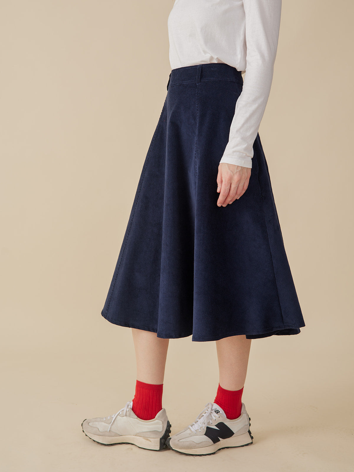 Emma Corduroy A-Line Skirt Navy Blue | Fair Trade | Mata Traders