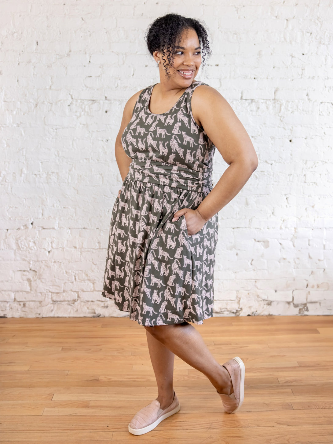 plus size jersey dress Asheville Plus Size Dress Leopard Green - Fair Trade Dresses