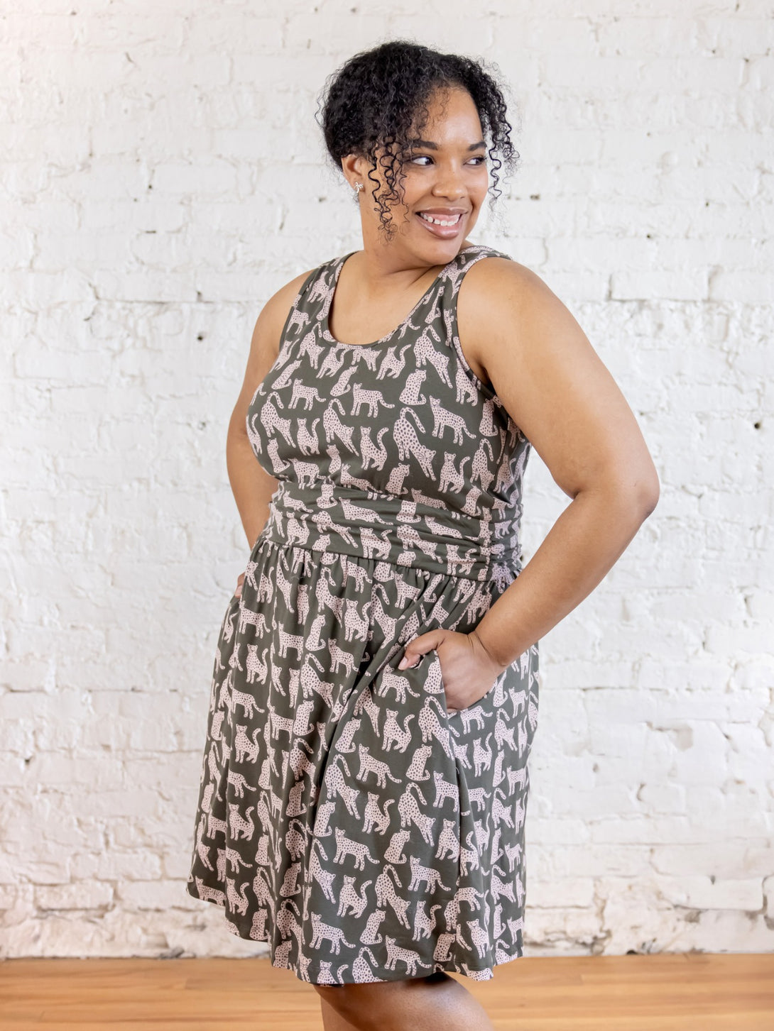 Asheville Plus Size Dress Leopard Green - Fair Trade Dresses | Mata Traders Leopard Green / 1X Asheville Plus Size Dress Leopard Green - Fair Trade Dresses | Mata Traders Leopard Green / 1X