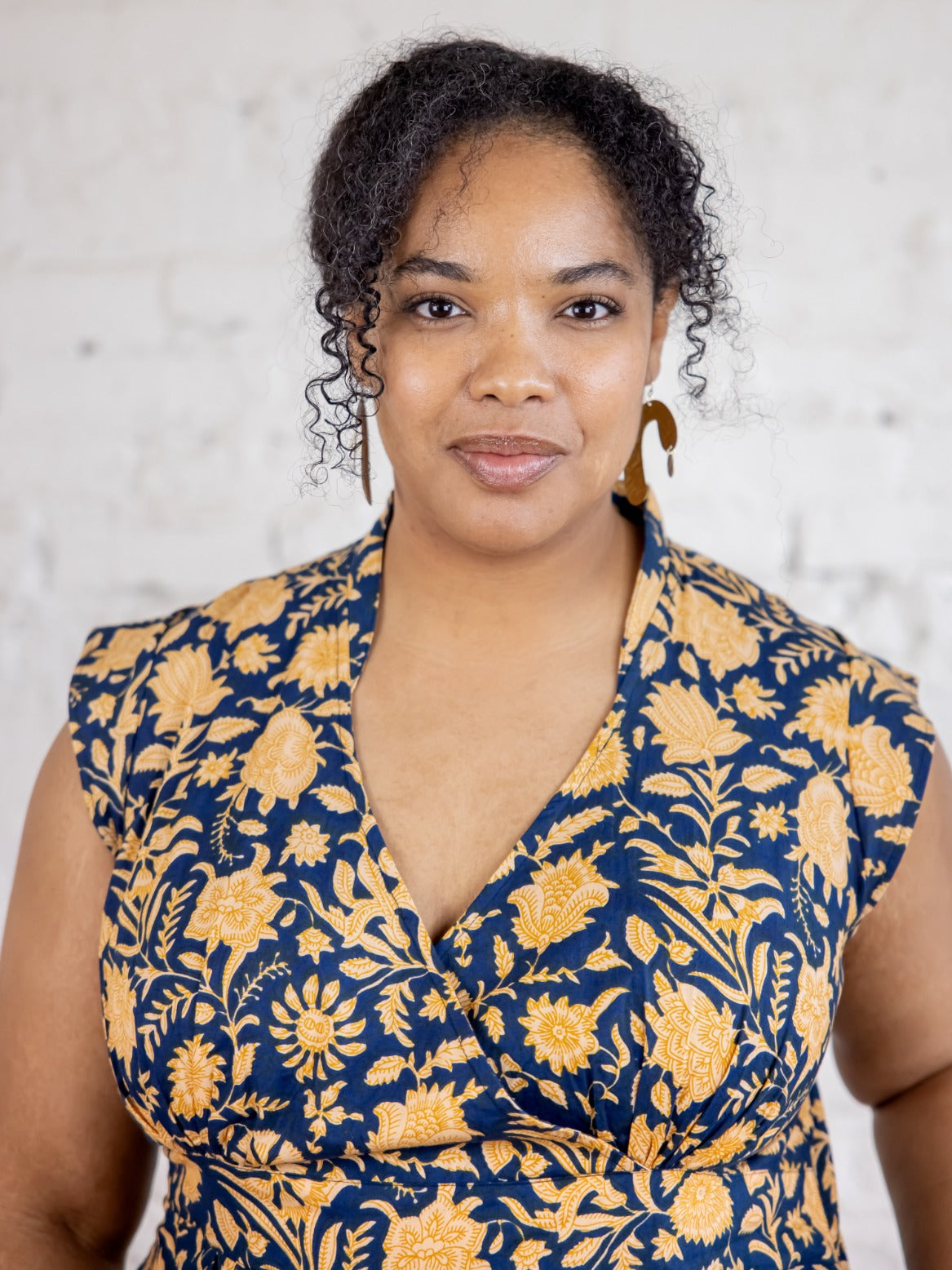 Lucille Plus Size Dress Navy Botanical - Fair Trade Dresses | Mata