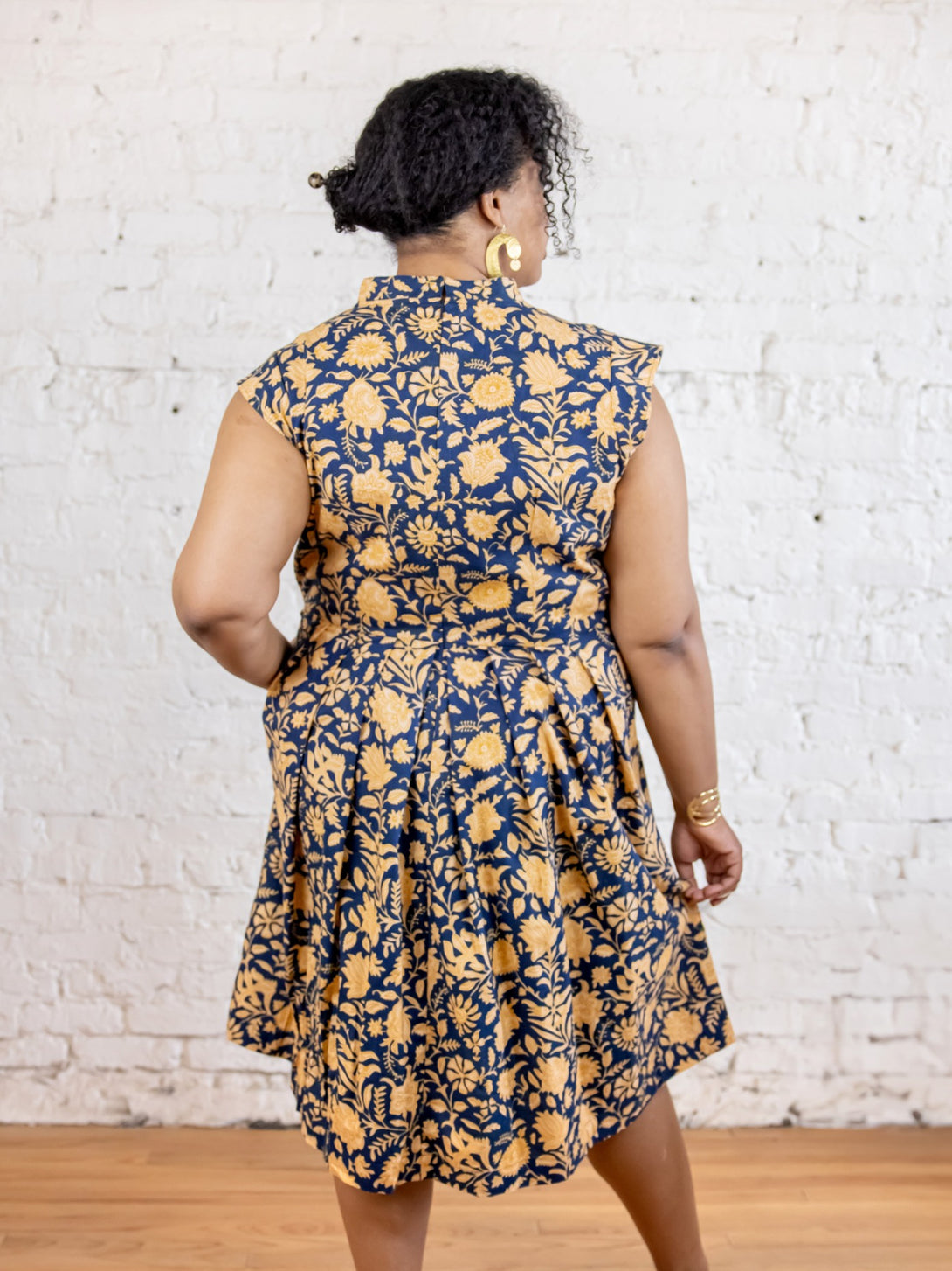 Lucille Plus Size Dress Navy Botanical - Fair Trade Dresses | Mata Traders Lucille Plus Size Dress Navy Botanical - Fair Trade Dresses | Mata Traders