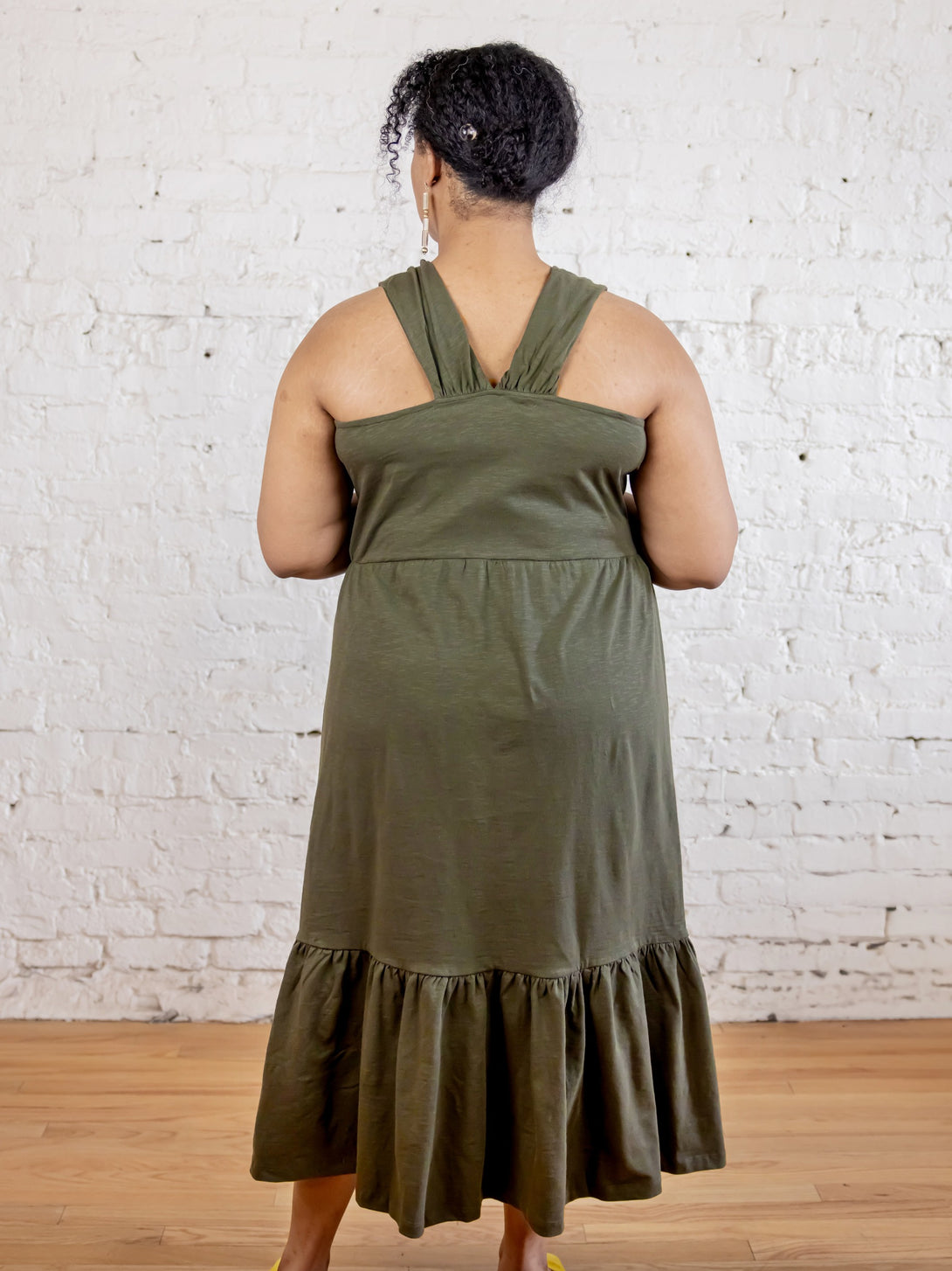 Opal Olive Green Plus Size Organic Cotton Dress - Fair Trade | Mata Traders Olive / 1X Opal Olive Green Plus Size Organic Cotton Dress - Fair Trade | Mata Traders Olive / 1X