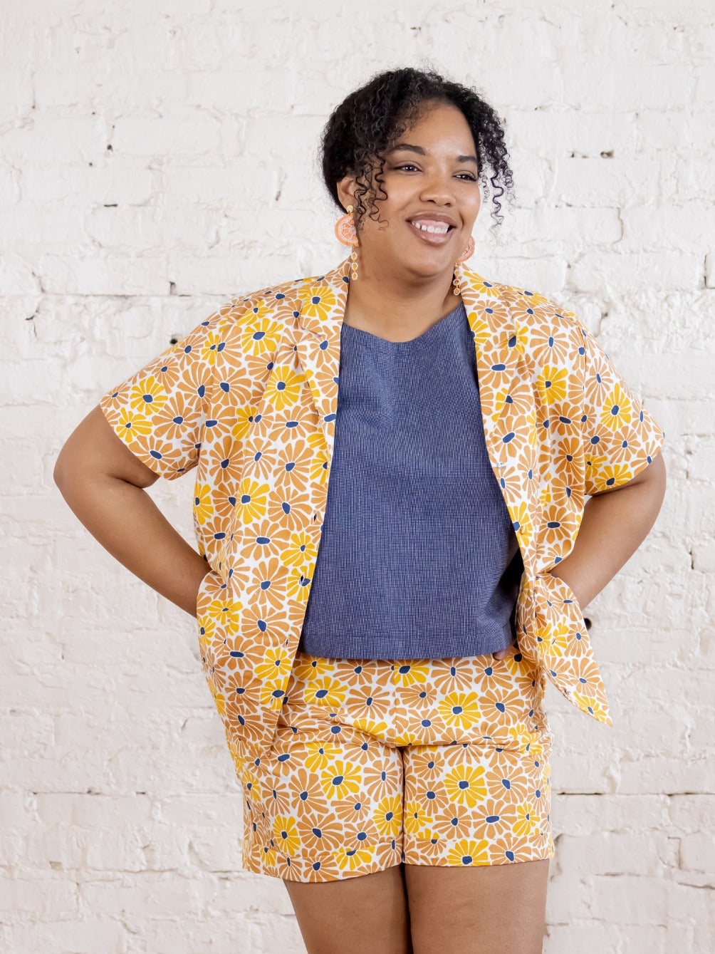 Serena Short Yellow Sunny Floral - Fair Trade Clothing | Mata Traders