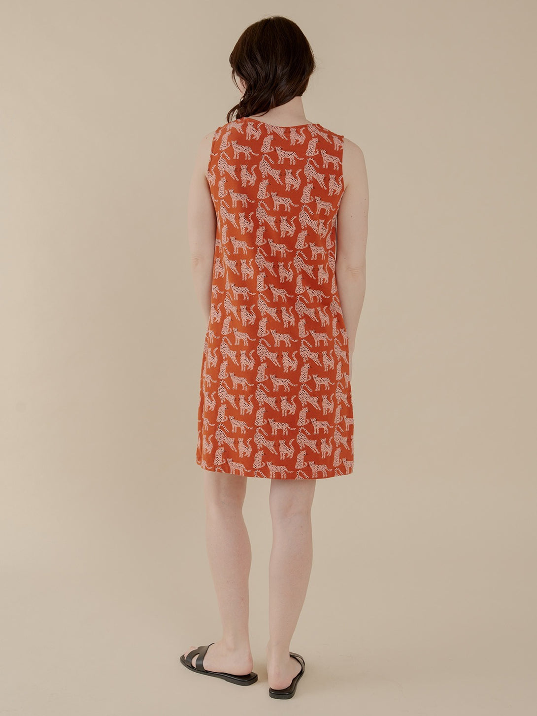 Evanston Dress Back View - Red Leopard Sienna Print - Mata Traders