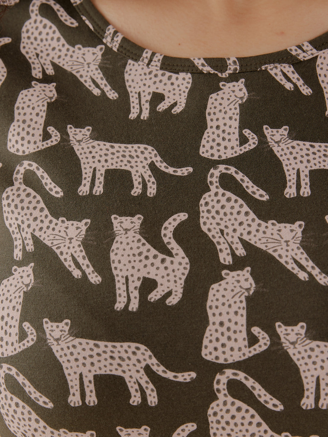 Hudson Shirt Dress - Leopard Dark Green Pattern Close-Up - Mata Traders