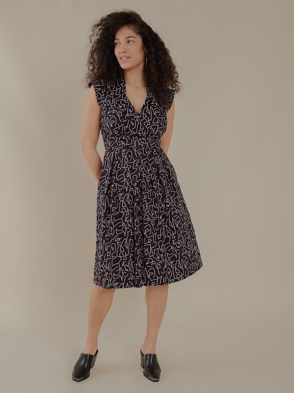 Lucille Dress - Black Lines