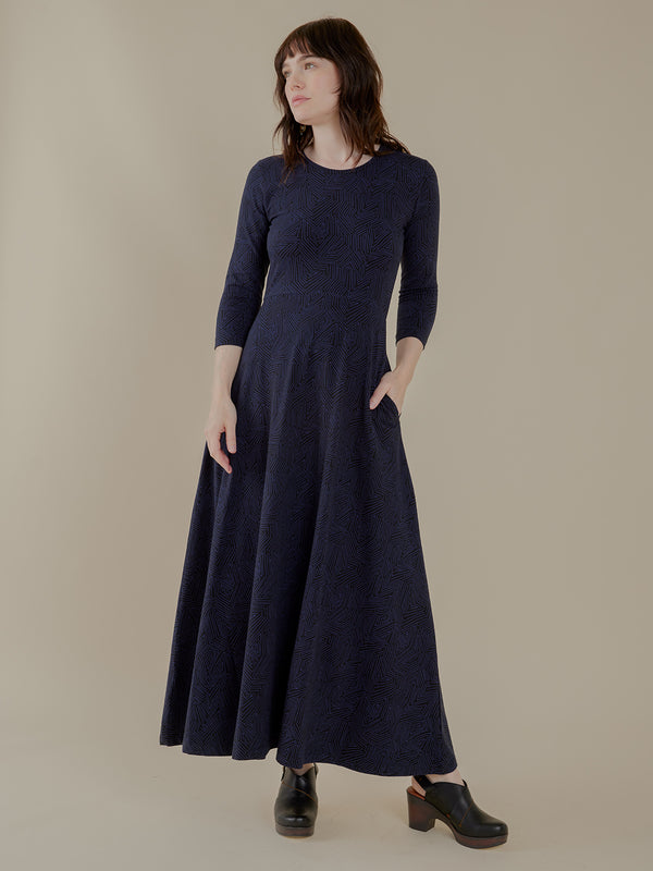 Mumbai Maxi Dress - Tree Rings Midnight