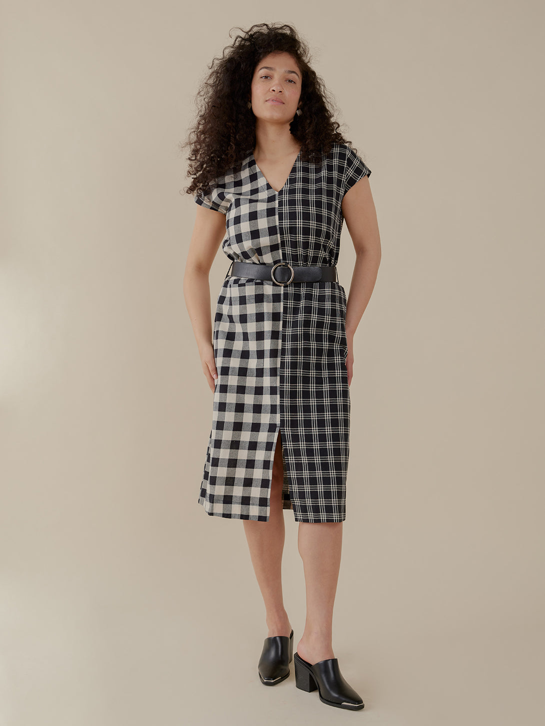 Padma Pocket Black White Checkered Dress - Fair Trade Dresses | Mata Traders Black and White Mix / XL Padma Pocket Black White Checkered Dress - Fair Trade Dresses | Mata Traders Black and White Mix / XL