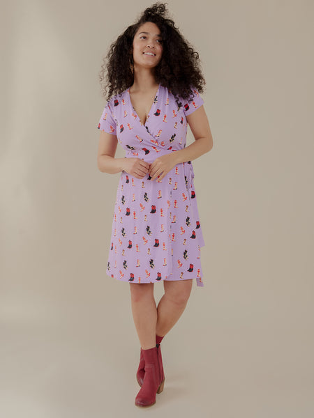 Katie Wrap Dress Two Step Lavender - Fair Trade Dresses | Mata Traders