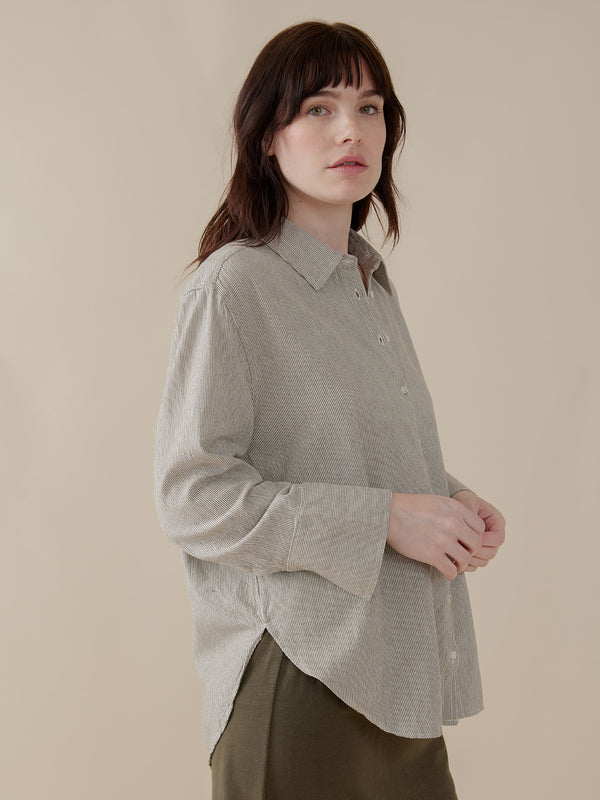 Women's Cotton Linen Blend Oversized Shirt - Mata Traders