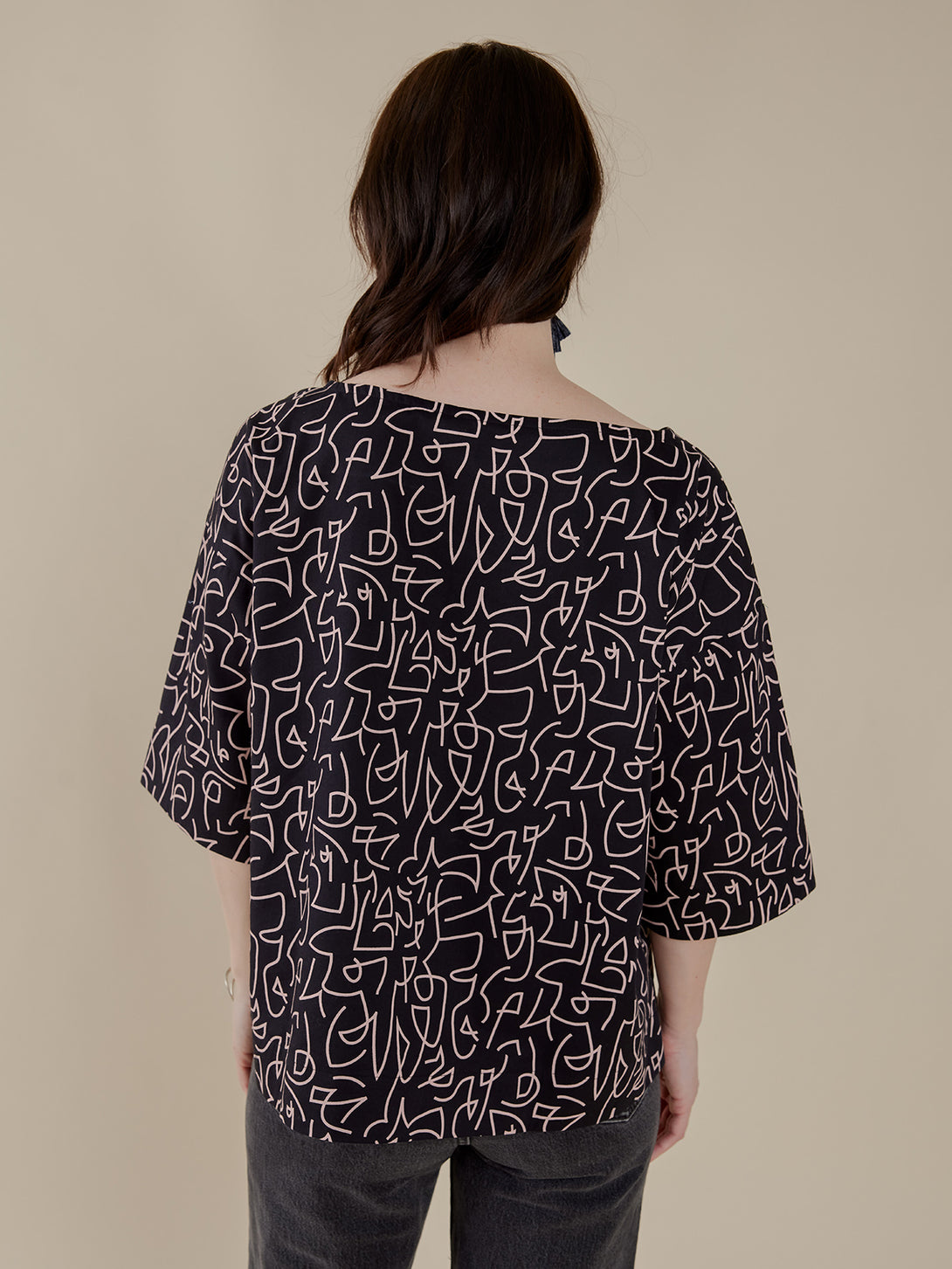 Ruth Black Lines Cotton Top Artistic Style - Mata Traders Ethical Fashion Label 
