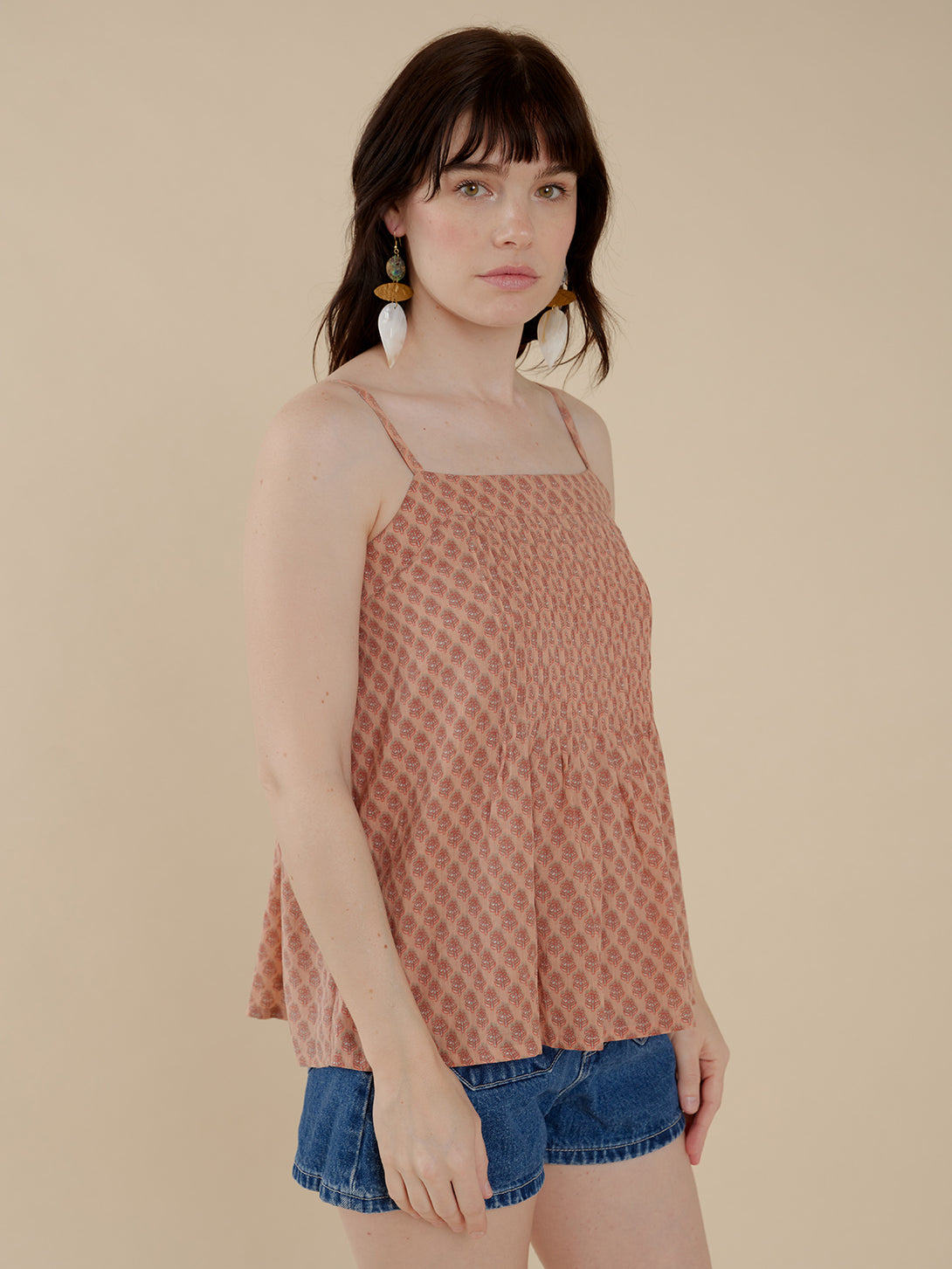 women's blush pink boho cami lightweight cotton