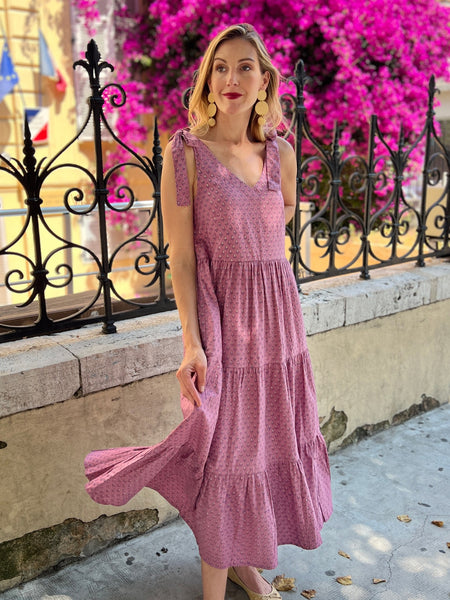 MURRAL×LITMUS framed flower dress（purple MURRAL×LITMUS framed flower dress（purple