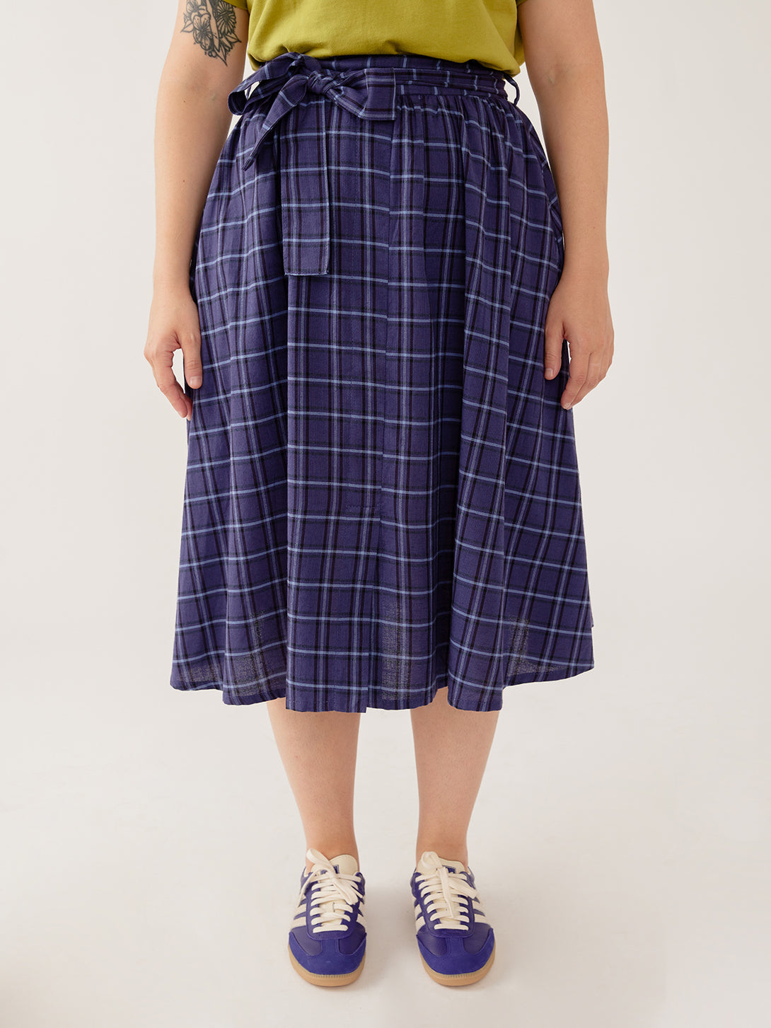 Laci Indigo Plaid Blue Skirt- Fair Trade Clothing Mata Traders