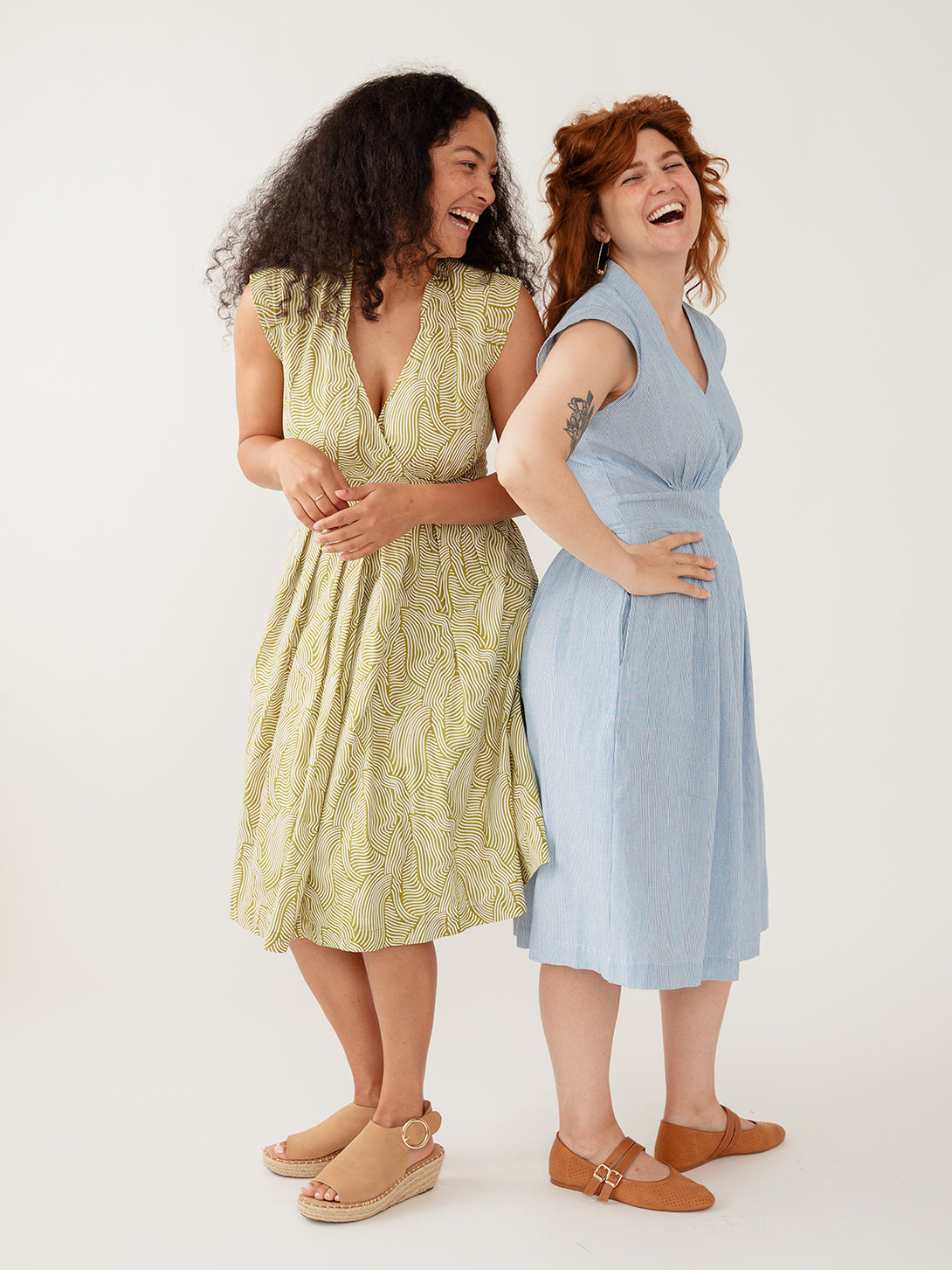 Women's Vintage Lucille Dress Waves Green | Fair Trade