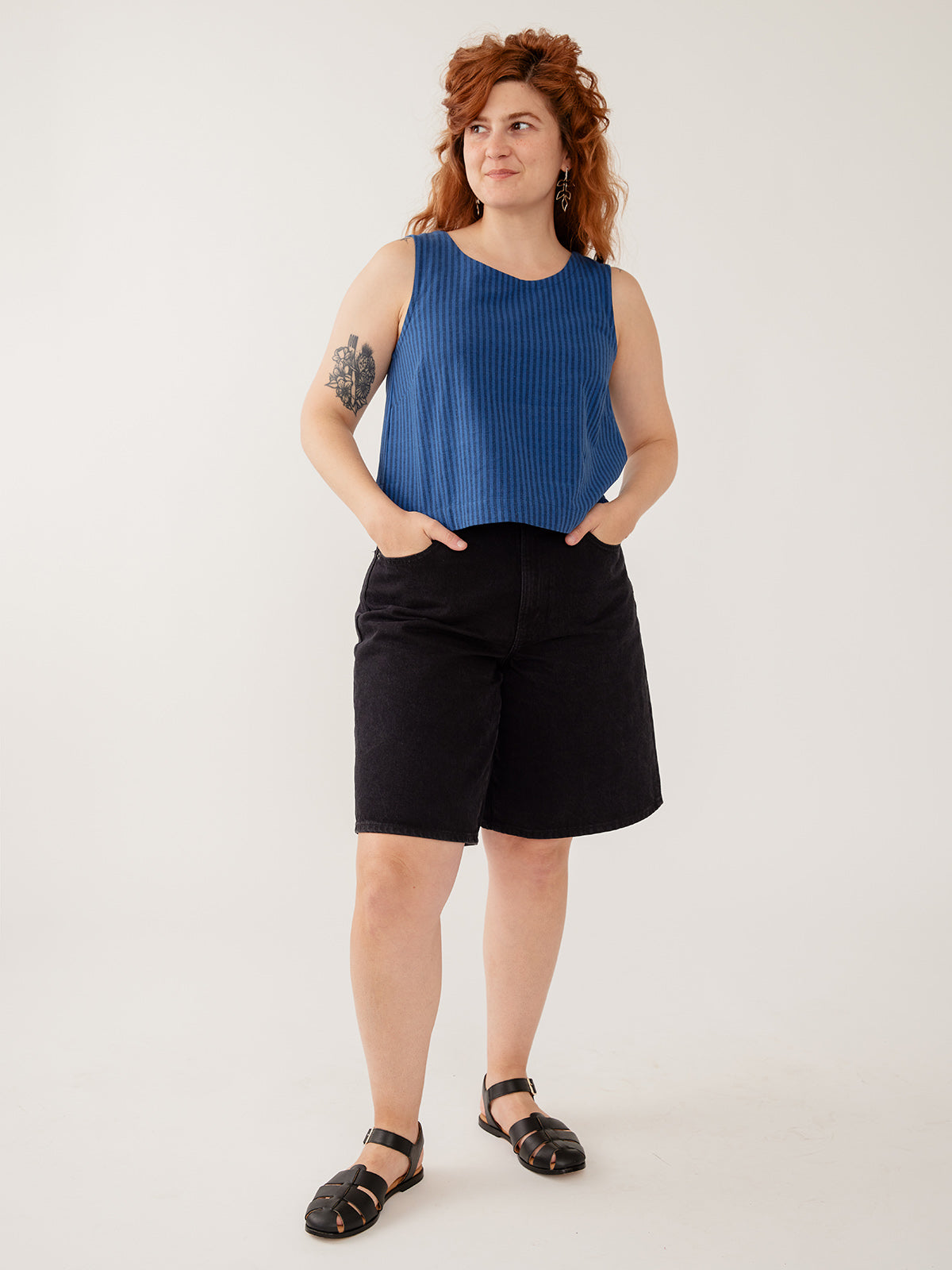 Neko Relaxed Tank Cerulean Stripe | Fair Trade | Mata Traders