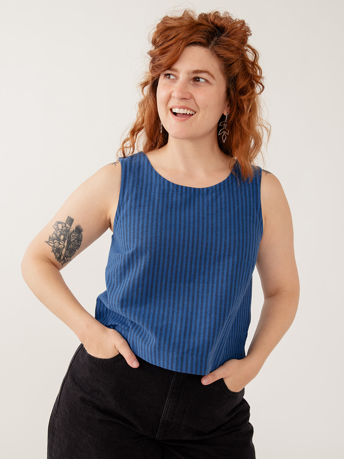 Neko Relaxed Tank Cerulean Stripe | Fair Trade | Mata Traders