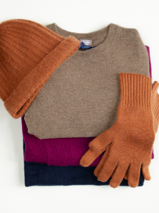 Rust Brown  Cashmere Women's Knit Beanie Winter Hat, Matching Cashmere Gloves and Sweaters -Fair Trade - Mata Traders