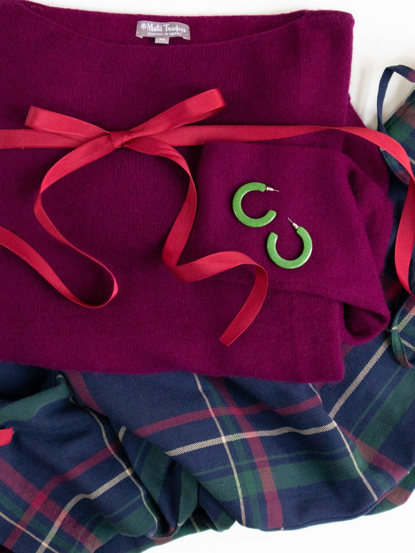 Dottie Boatneck Cashmere Sweater - Magenta Cashmere