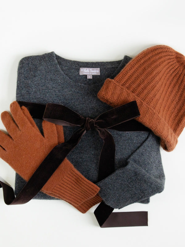 Eleanor Crewneck Cashmere Sweater - Charcoal Cashmere