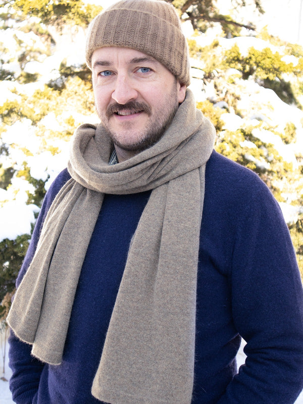 Cashmere Ribbed Beanie - Taupe Cashmere