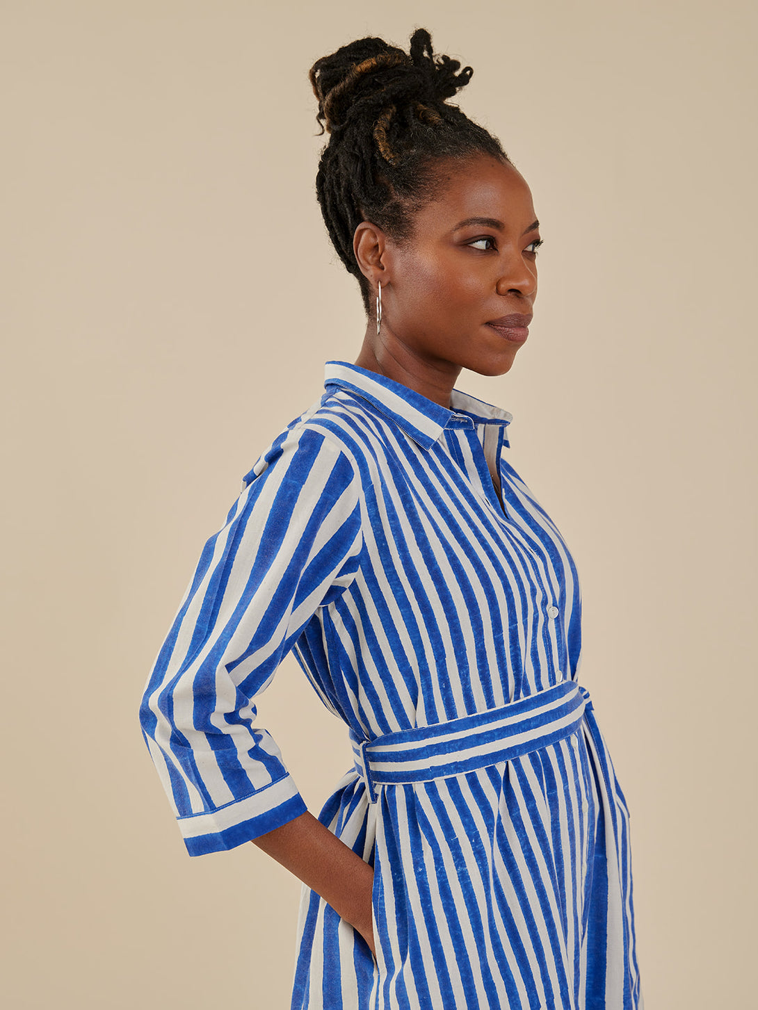 trapeze shirt dress Marianne Button Front farmrioicons_gifts MARIΓIOÚ Autumn Print Midi with long sleeves for Size:XX-Small